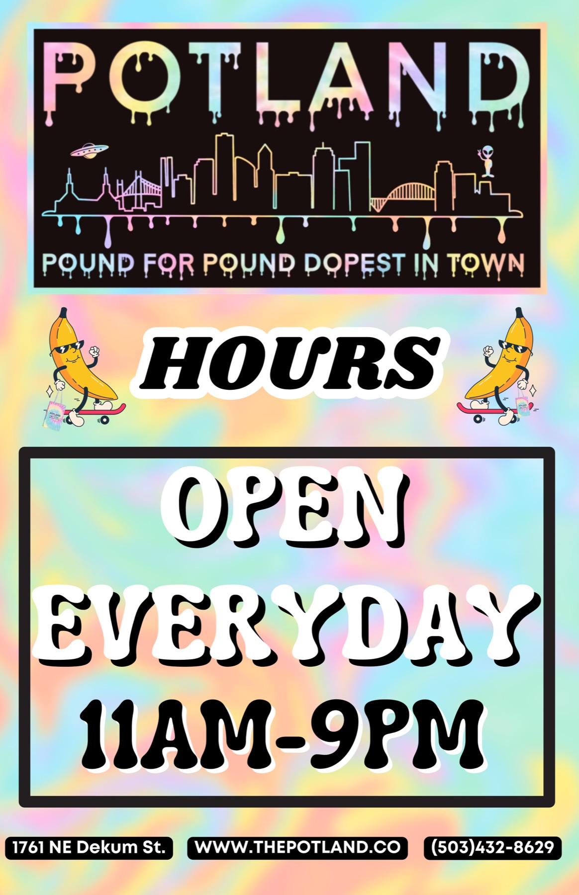 Potland is open 11am-9pm daily